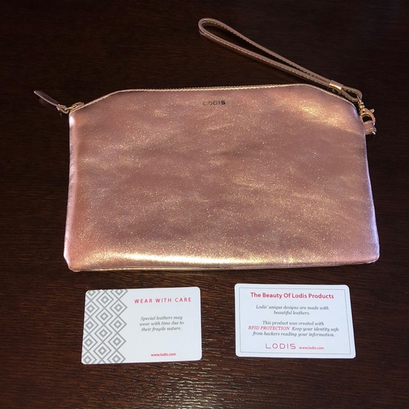 Lodis Handbags - 🔴 LODIS RFID Wristlet Roses Gold Leather